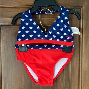 OP Toddler Girl American Flag Bikini Swimsuit 18mo